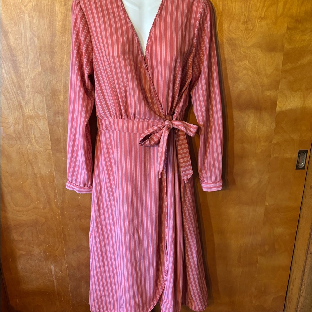 Time and Tru Pink Striped Long Sleeve Dress